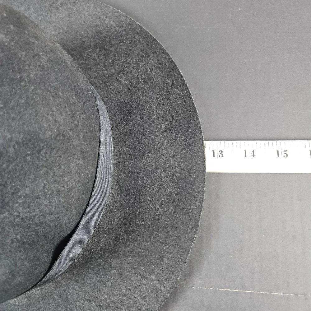 Lack of Color Black Wool Fedora Hat 57cm - 12 1/2 Inch Wide Brim Bow Detail WEAR